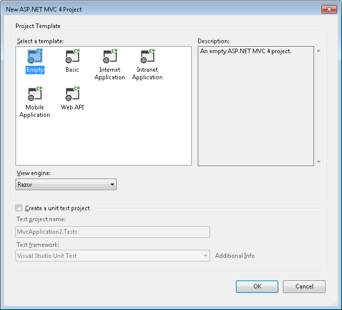 Figure 1. Creating a new project in Visual Studio.NET 2010 IDE.